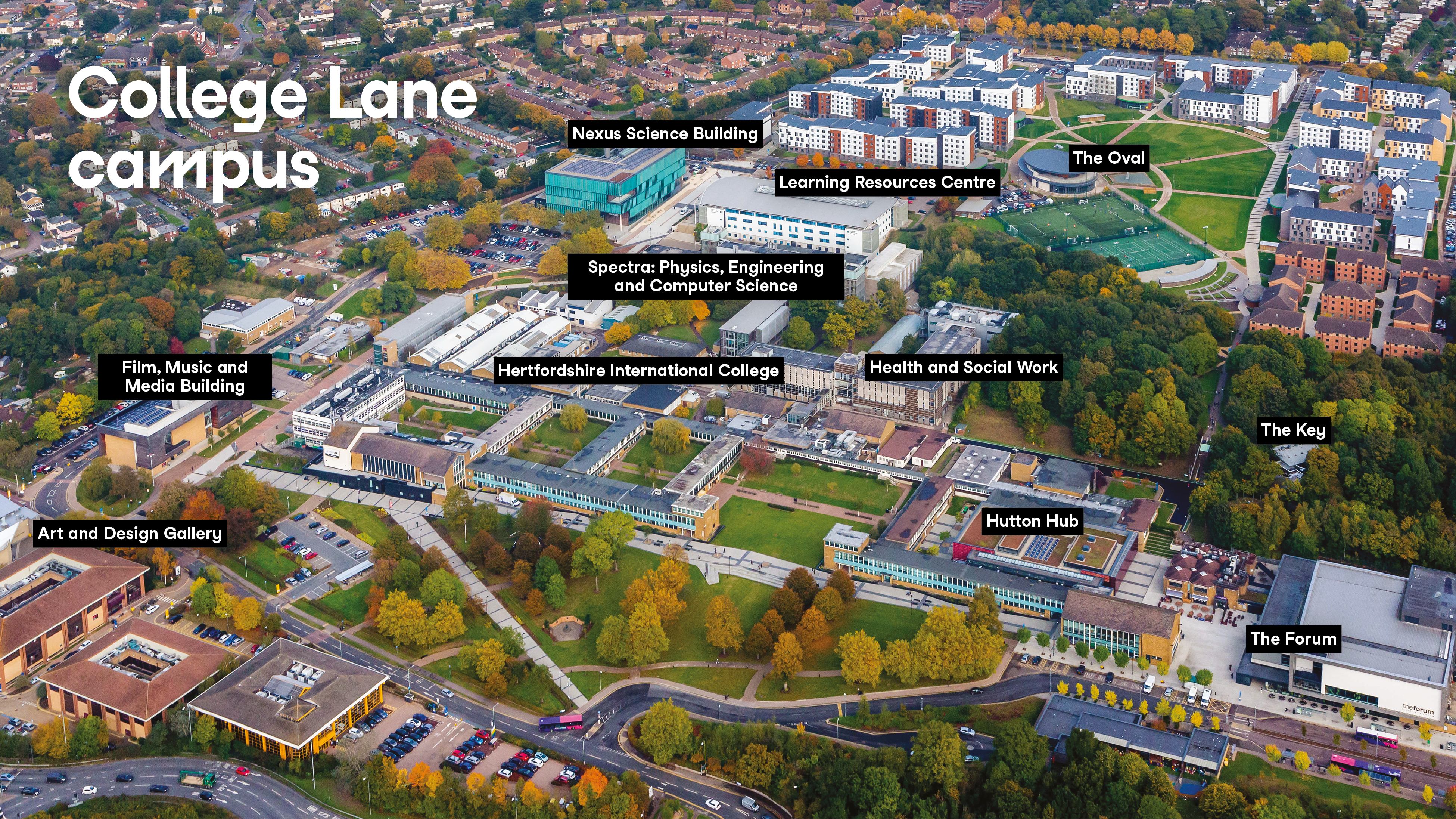 College Lane Campus aerial