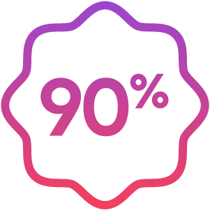 Icon showing a 90 percent symbol