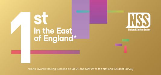 University of Hertfordshire first for overall student positivity in the East of England for the second year in the National Student Survey